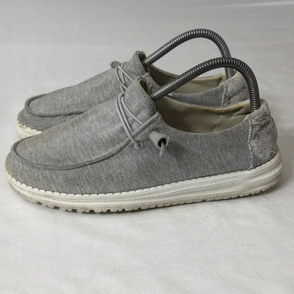 Hey Dude Shoes Womens 8 Wendy Stretch Knit Casual Moc Sneakers Glacier Gray Gym - Picture 15 of 16